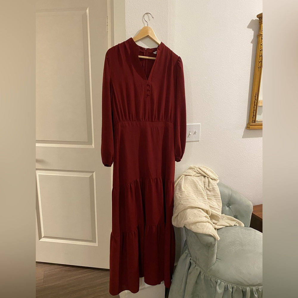 London Times Merlot Maxi Dress Size 10